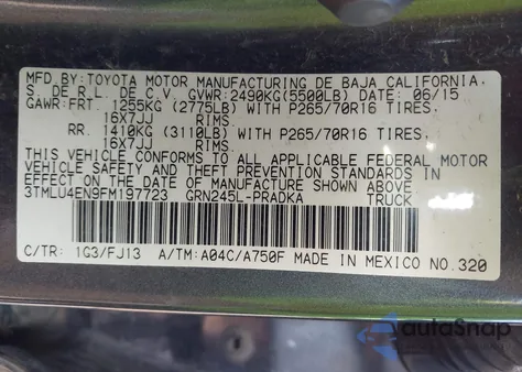 2015 Toyota Tacoma Base V6 from USA, damaged, VIN 3TMLU4EN9FM197723